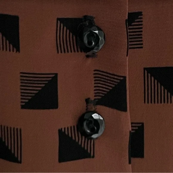 Fun, brown and black patterned vintage dress by Warren Z size 6 - Picture 5 of 9